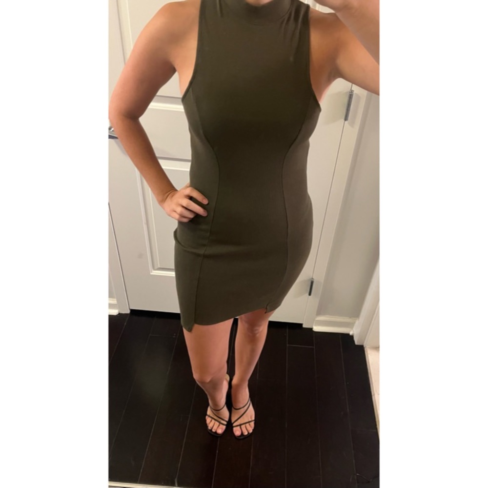 Dark Green Cotton Bodycon Dress